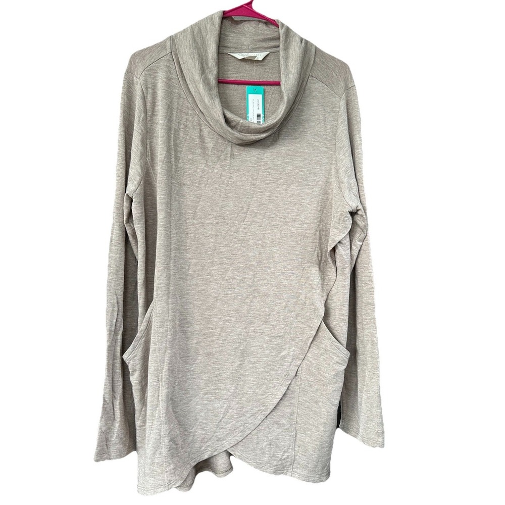 Stitch‎ Fix Magnolia Grace Paedia Tulip Hem Cowl Neck French Terry Top XXL Tan